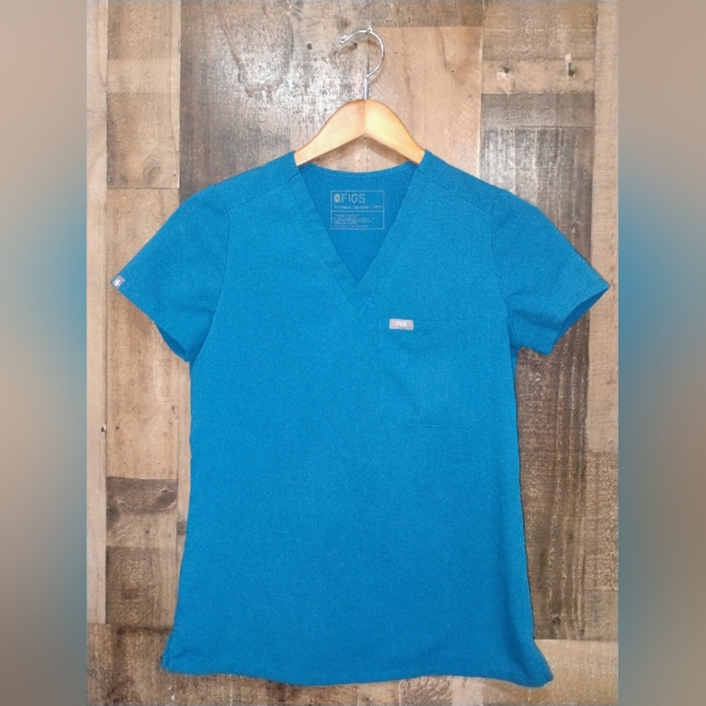Figs Catarina One Pocket Scrub Top - Alps Blue Size XXS